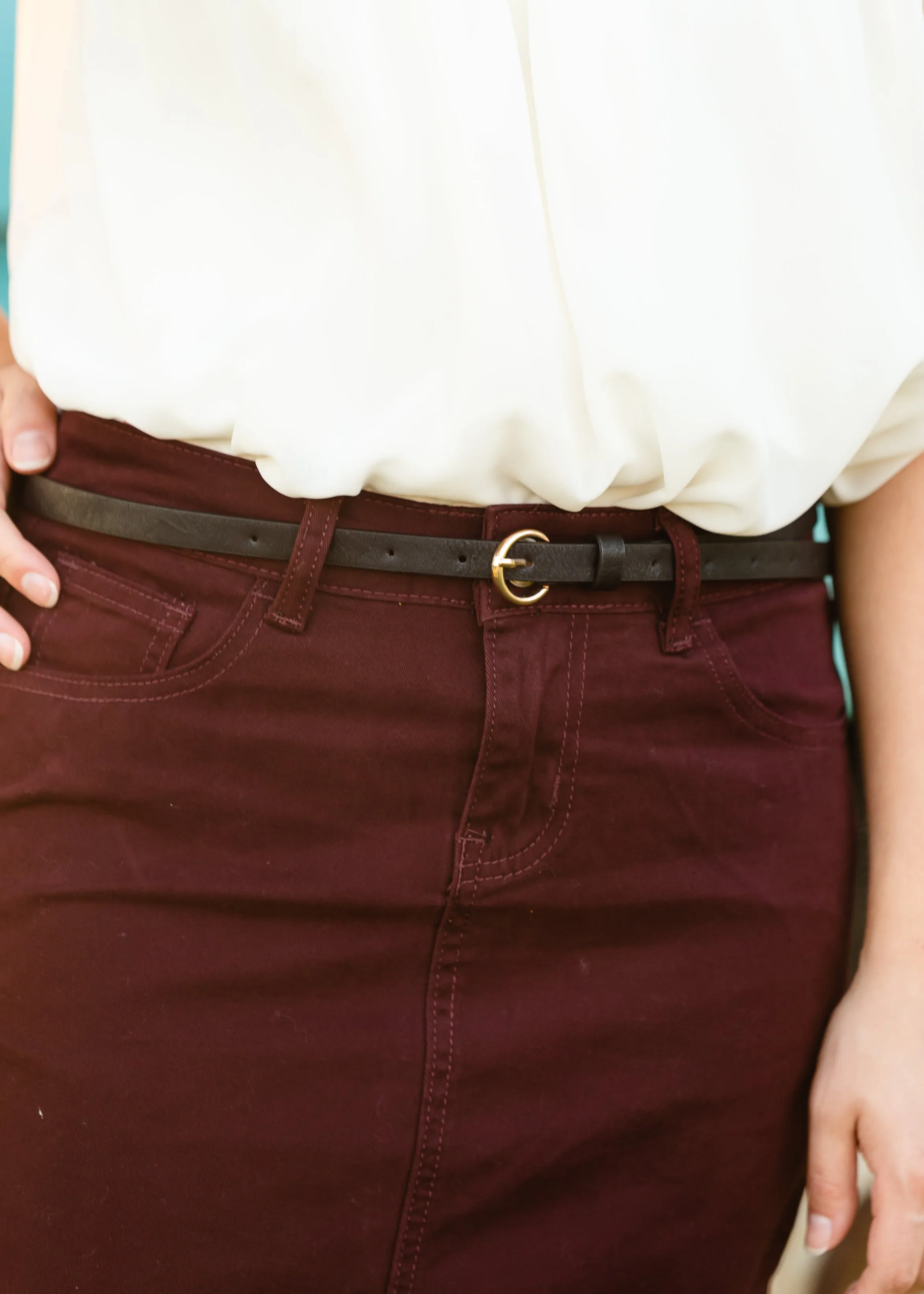 Black Round Silver Buckle Belt