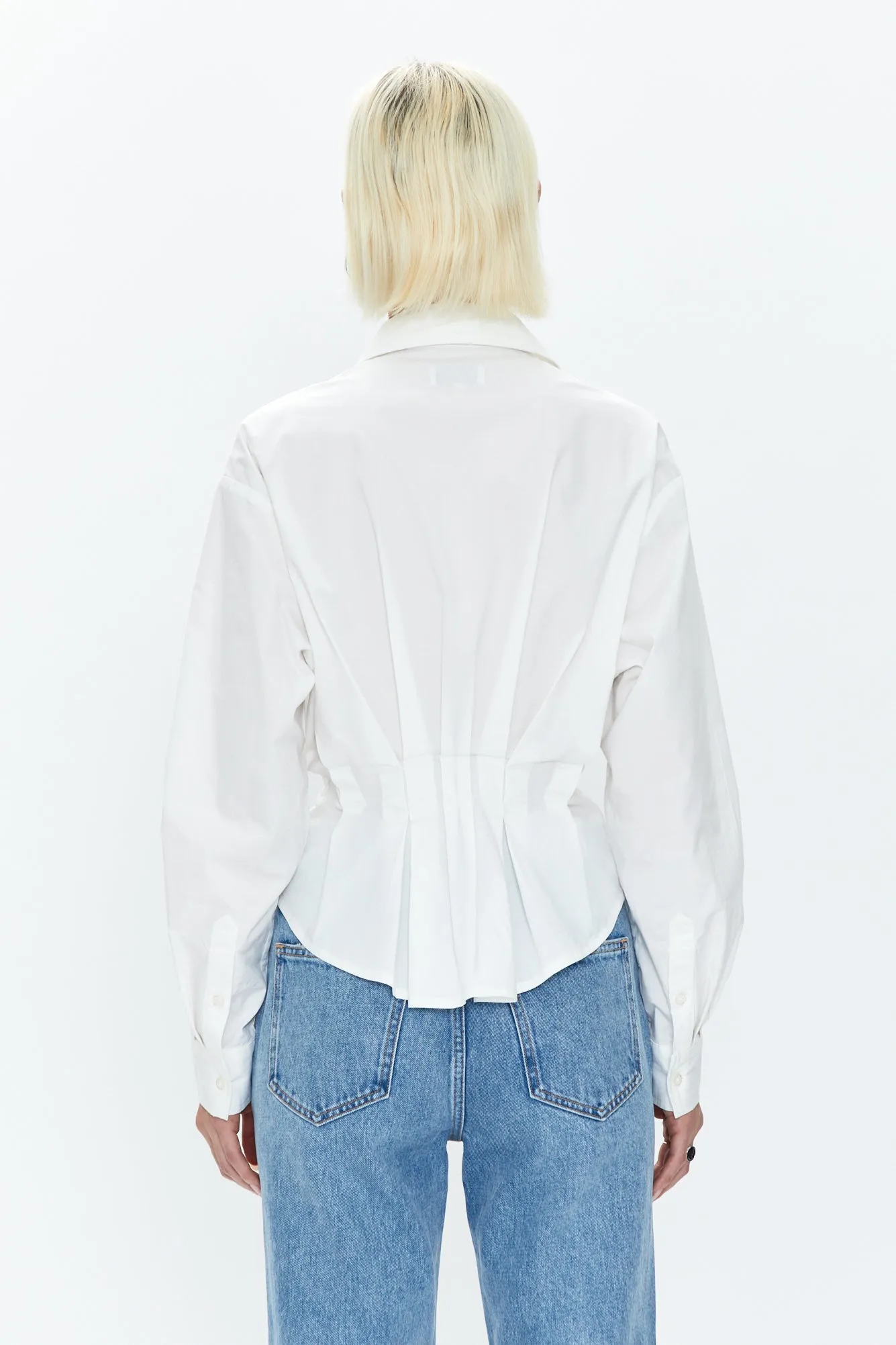 Julie Pleated Button Down Shirt - Le Blanc