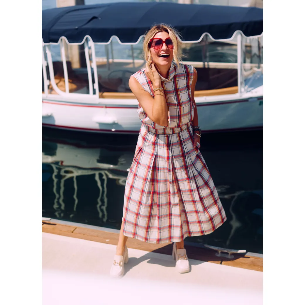 SAMPLE - BURU x Sabrina Smocked Waist MIDI Skirt - Primary Plaid